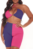 Sexy Solid Split Joint Halter Sleeveless Two Pieces