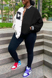 Fashion Casual Letter Print Split Joint Conventional Collar Outerwear