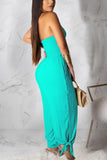 Fashion Sexy Solid Draped Sleeveless Wrapped Jumpsuits