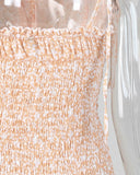Ditsy Floral Print Spaghetti Strap Shirring Dress