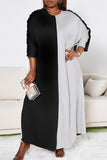 Casual Solid Patchwork Stringy Selvedge O Neck Straight Plus Size Dresses