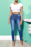 Fashion Casual Solid High Waist Skinny Jeans