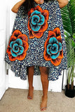 Fashion Casual Print Asymmetrical Turtleneck Sleeveless Dress
