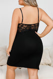 Sexy Living Solid See-through Backless Spaghetti Strap Plus Size Sleepwear
