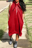 Fashion Casual Print Basic Hooded Collar Sleeveless Dress