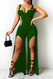 Sexy Solid Hollowed Out Spaghetti Strap Skinny Jumpsuits