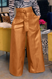 Casual Solid Split Joint Loose High Waist Wide Leg Solid Color Bottoms