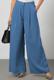 Casual Elegant Solid Split Joint Fold Straight Wide Leg Solid Color Bottoms