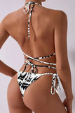 Fashion Sexy Print Bandage Backless Swimwears