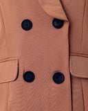 Plain Long Sleeve Double Breasted Chocolate Blazer Coat