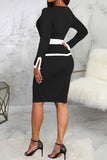 Casual Work Solid Patchwork Square Collar One Step Skirt Dresses