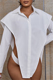 Sexy Casual Solid Asymmetrical Turndown Collar Long Sleeve Shirt Tops