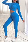 Fashion Casual Solid Hollowed Out O Neck Skinny Jumpsuits