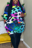 Casual Daily Leopard Printing O Neck Plus Size
