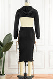 Sexy Solid Bandage Hollowed Out Patchwork Hooded Collar Pencil Skirt Dresses