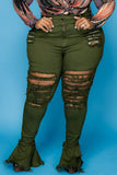 Sexy Solid Ripped Split Joint Plus Size Jeans