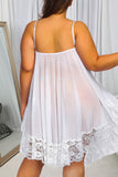 Fashion Sexy Plus Size Living Solid See-through Backless V Neck Sling Dress