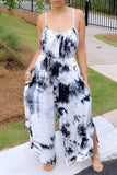 Casual Tie Dye Patchwork Spaghetti Strap Plus Size Jumpsuits