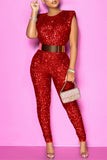 Fashion Sexy Solid Without Belt O Neck Regular Jumpsuits