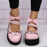 Fashion Casual Patchwork Metal Accessories Decoration With Bow Round Comfortable Wedges Shoes