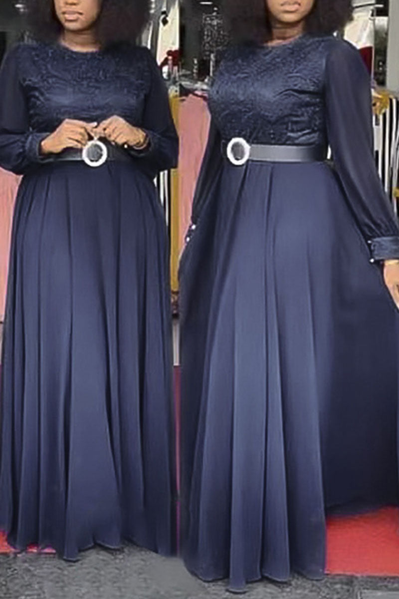 Casual Elegant Solid Embroidered Split Joint Straight Plus Size Dresses
