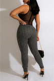 Fashion Sexy Print Split Joint See-through Half A Turtleneck Skinny Jumpsuits