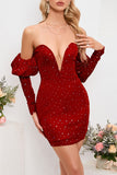 Sexy Party Patchwork The stars Backless V Neck Long Sleeve Dresses