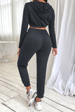 Fashion Casual Solid Bandage Zipper Collar Long Sleeve Two Pieces