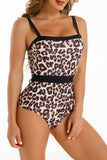 Fashion Sexy Print Leopard Split Joint Backless Swimwears
