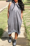 Fashion Casual Print Basic Hooded Collar Sleeveless Dress