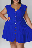 Fashion Casual Plus Size Solid Patchwork V Neck Sleeveless Dress