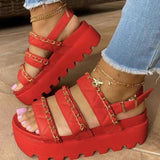 Casual Split Joint Metal Accessories Decoration Opend Comfortable Out Door Wedges Shoes