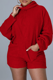 Sexy Solid Split Joint Hooded Collar Jumpsuits