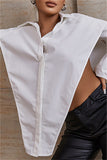 Sexy Casual Solid Asymmetrical Turndown Collar Long Sleeve Shirt Tops