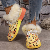 Casual Patchwork Frenulum Printing Round Keep Warm Comfortable Out Door Shoes