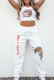 Casual Print Letter Harlan Mid Waist Harlan Positioning Print Bottoms