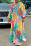 Casual Daily Simplicity Mixed Printing Printing Contrast V Neck Maxi Dresses