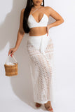 Sexy Solid Bandage Hollowed Out See-through Backless Sleeveless Two Pieces