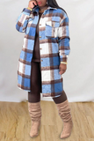 Casual Plaid Split Joint Peter Pan Collar Outerwear
