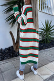 Elegant Striped Contrast Weave Cardigan Collar Outerwear