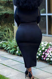 Casual Solid Split Joint O Neck One Step Skirt Plus Size Dresses
