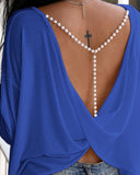 Beaded Strap Backless Twisted Top
