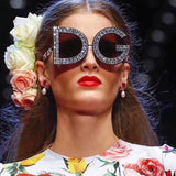 Fashion Casual Patchwork Letter Rhinestone Sunglasses