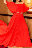 Casual Elegant Solid Split Joint Fold Off the Shoulder Dresses