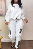 Casual Sportswear Daily Patchwork Plain Patchwork Draw String Pocket Pants O Neck Long Sleeve Two Pieces