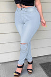 Casual Street Solid Hollowed Out Patchwork Chains High Waist Denim Jeans