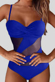 Sexy Solid Bandage Patchwork See-through Backless Swimwears