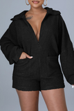 Sexy Solid Split Joint Hooded Collar Jumpsuits
