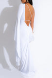 Sexy Casual Solid Frenulum Backless Asymmetrical V Neck Long Dress Dresses