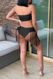 Sexy Solid Tassel Patchwork Backless Swimwears (With Paddings)